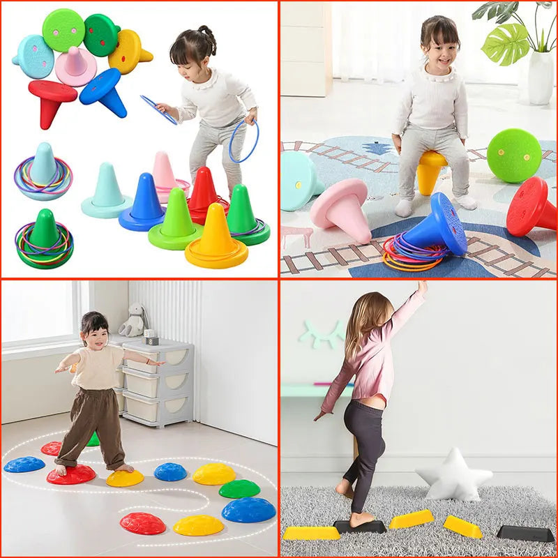 Children Toys Balance Stone Sensory Integration Training Toys Parish Outdoor Sports Party Social Games Tactile Montessori Games