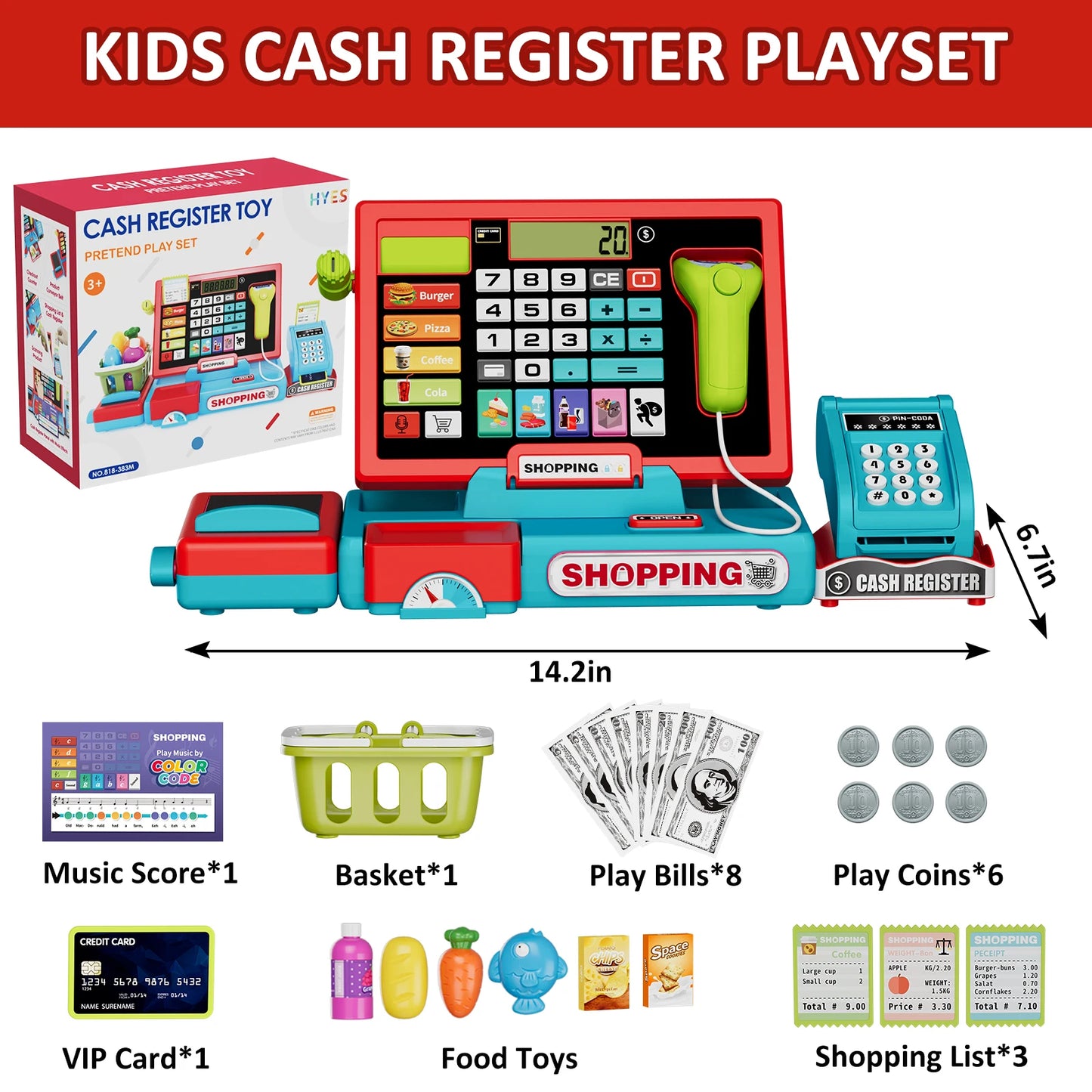 Children's Shopping Cash Register Toy Supermarket Set Simulation Food Calculation Cash Register Cross-dressing Toy Boy Girl Gift