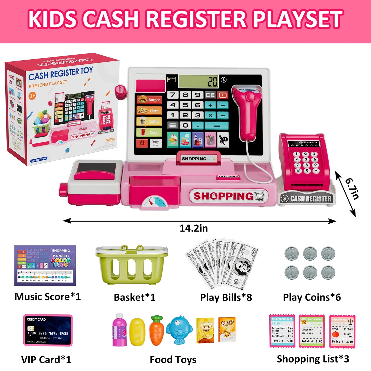 Children's Shopping Cash Register Toy Supermarket Set Simulation Food Calculation Cash Register Cross-dressing Toy Boy Girl Gift