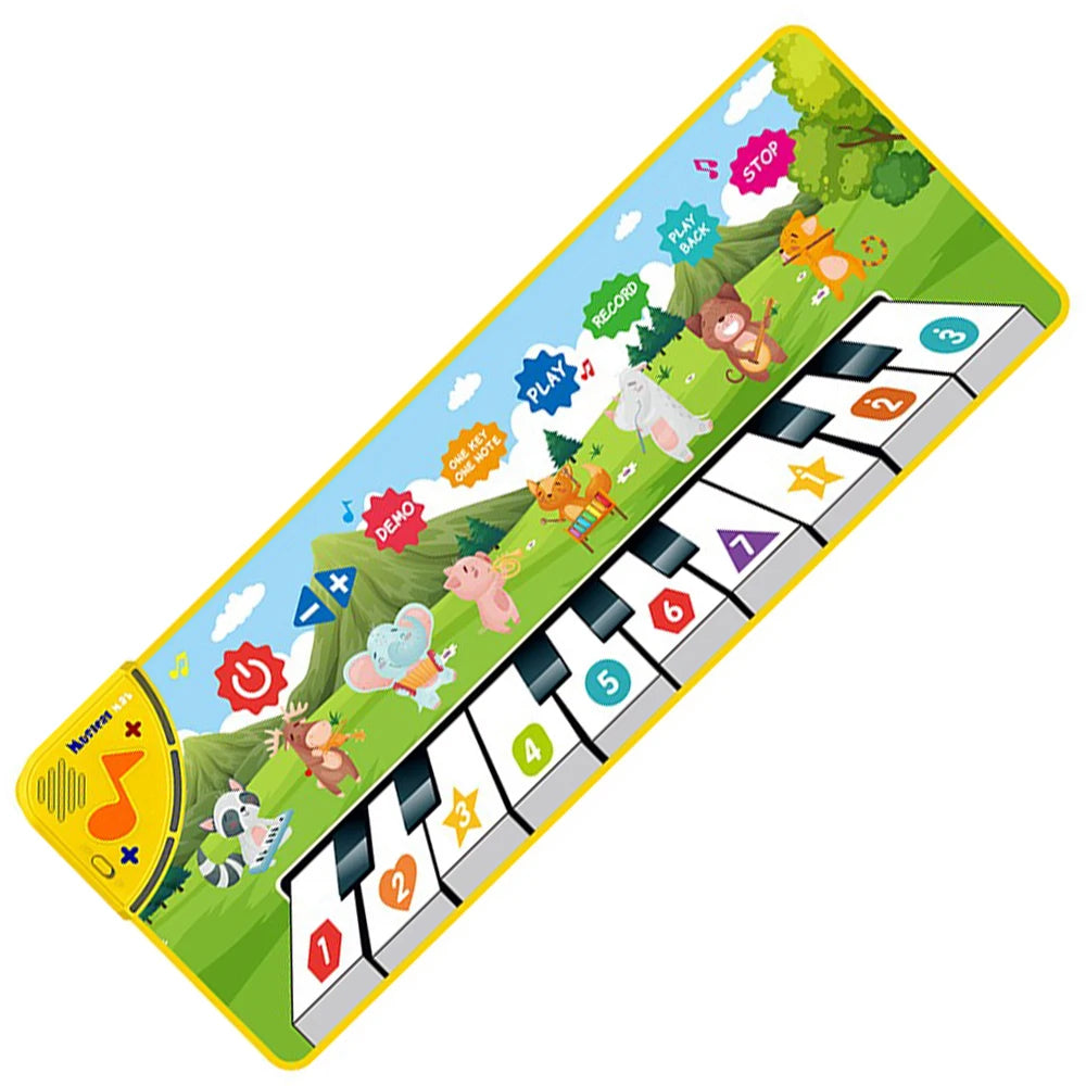 Coolplay 110x36cm Musical Piano Mat for Kids Toddlers Floor Keyboard Dance Mat with 8 Animal Sounds Baby Mat Educational Toys