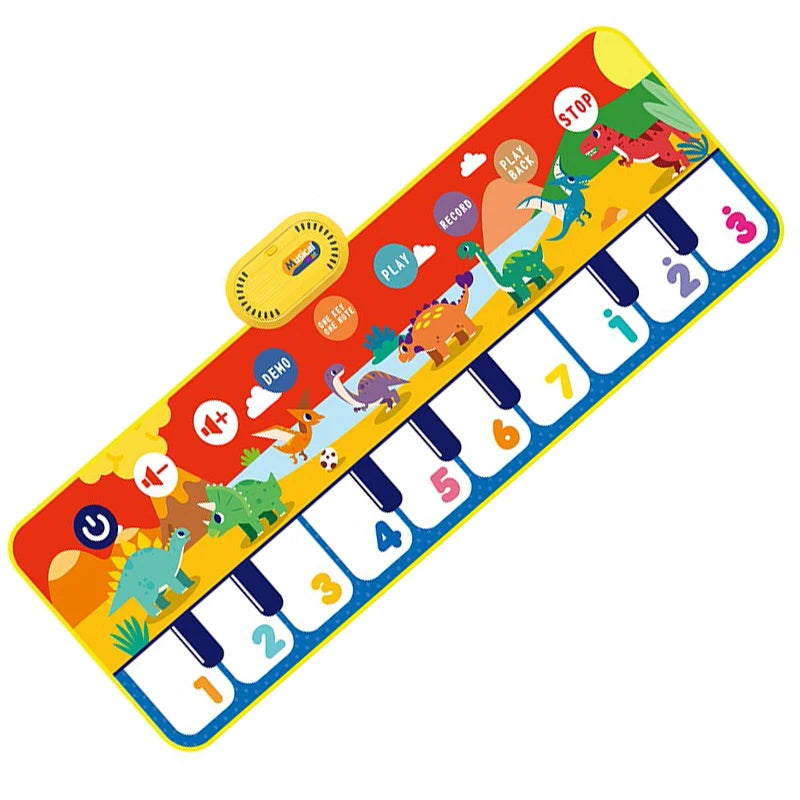 Coolplay 110x36cm Musical Piano Mat for Kids Toddlers Floor Keyboard Dance Mat with 8 Animal Sounds Baby Mat Educational Toys