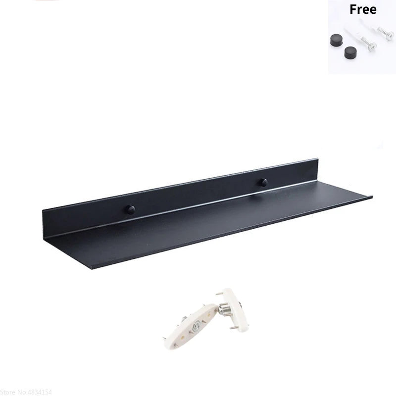 Floating Wall Shelf Black for Kitchen Bathroom Storage Rack Mirror Metal Shower Corner Shelves Organizer Cabinet Home Accessorie
