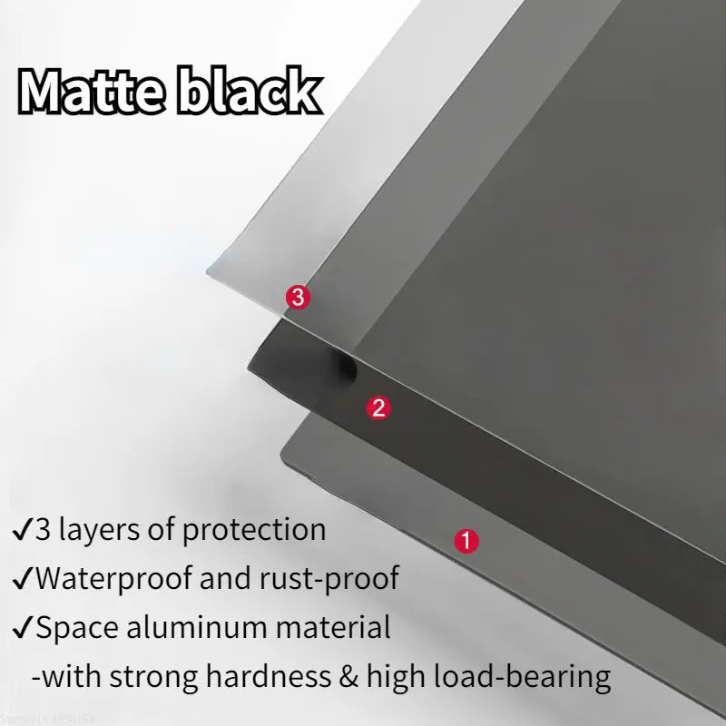 Floating Wall Shelf Black for Kitchen Bathroom Storage Rack Mirror Metal Shower Corner Shelves Organizer Cabinet Home Accessorie