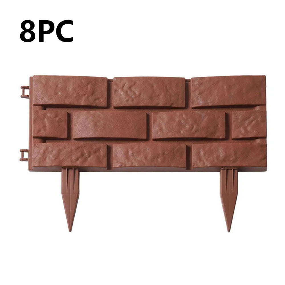 Flower Bed Edging Plastic Garden Fence DIY Brick Effect Landscaping Edging Decorative Reusable Plant Border Stone Effect Edging