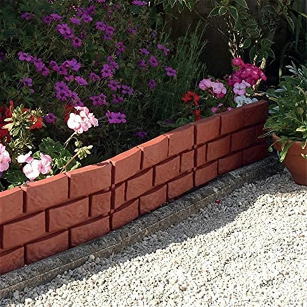 Flower Bed Edging Plastic Garden Fence DIY Brick Effect Landscaping Edging Decorative Reusable Plant Border Stone Effect Edging