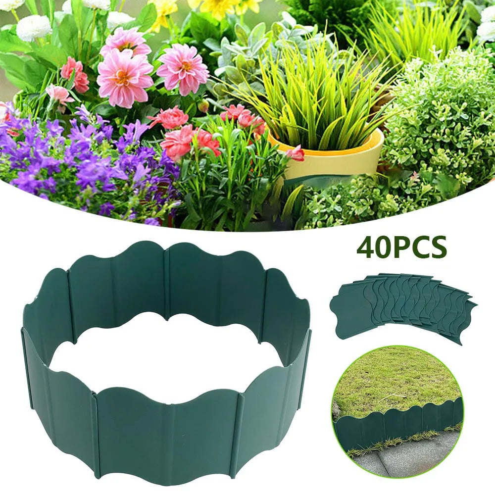 Flower Bed Edging Plastic Garden Fence DIY Brick Effect Landscaping Edging Decorative Reusable Plant Border Stone Effect Edging