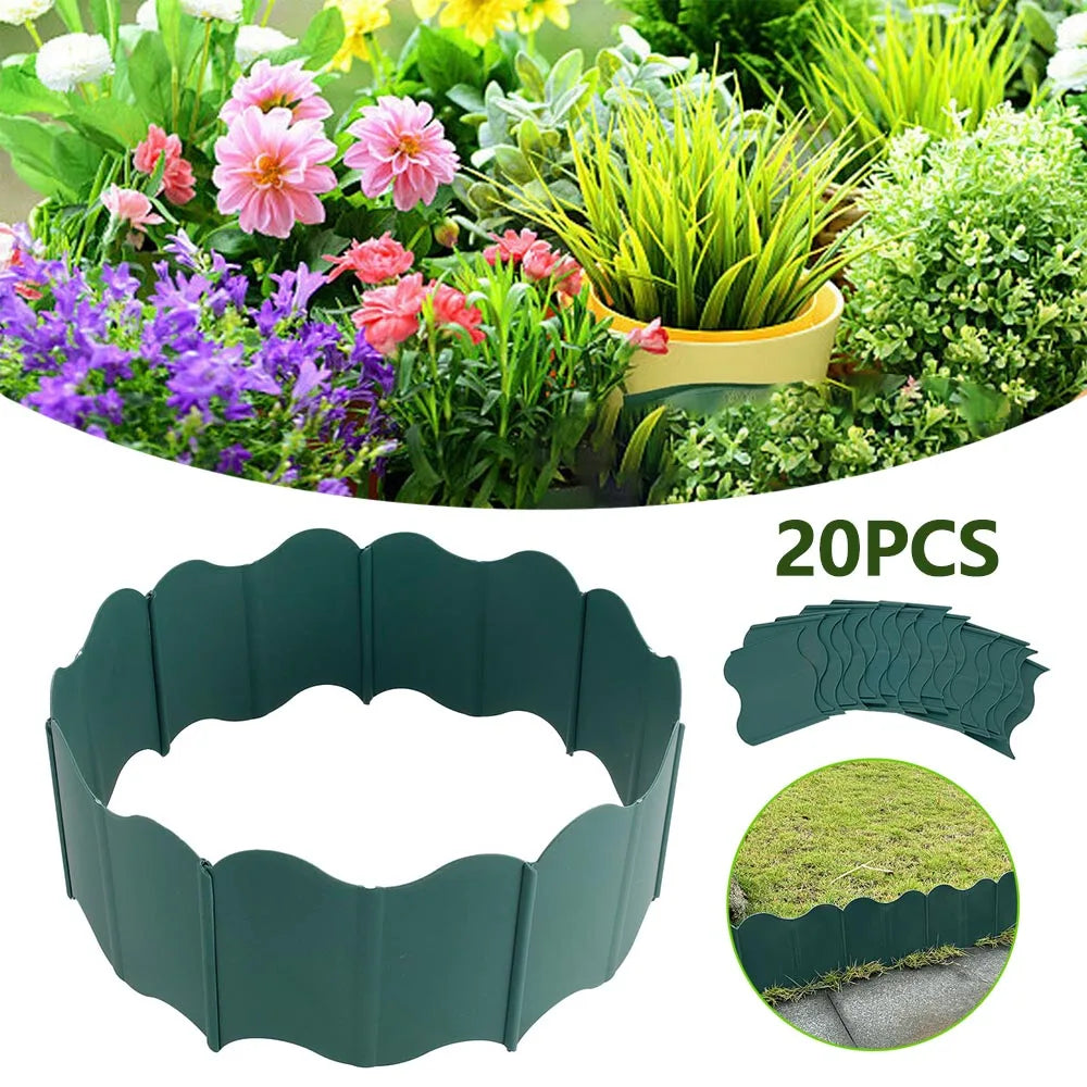 Flower Bed Edging Plastic Garden Fence DIY Brick Effect Landscaping Edging Decorative Reusable Plant Border Stone Effect Edging