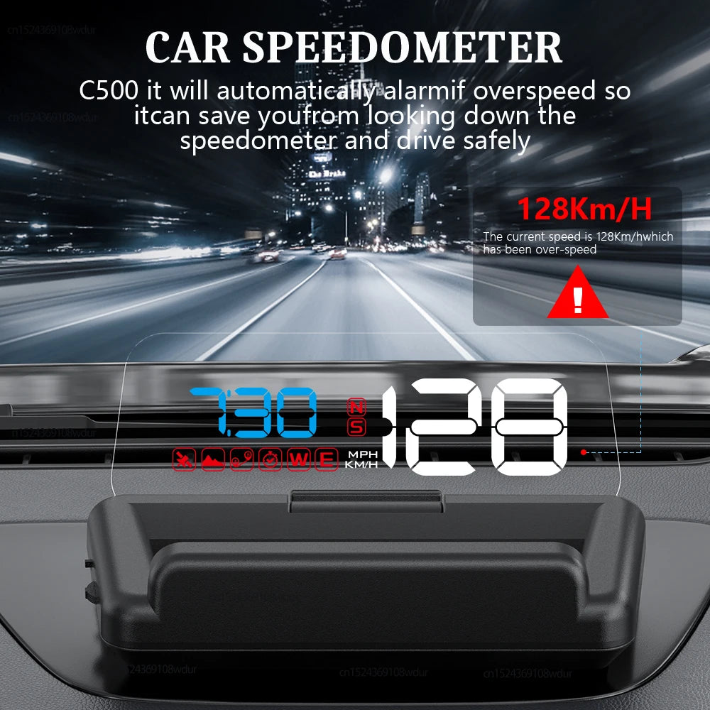 GEYIREN C500 Auto OBD2 GPS HUD Head-Up Display EOBD Windshield Car Speedometer Projector Digital Accessories For All Car