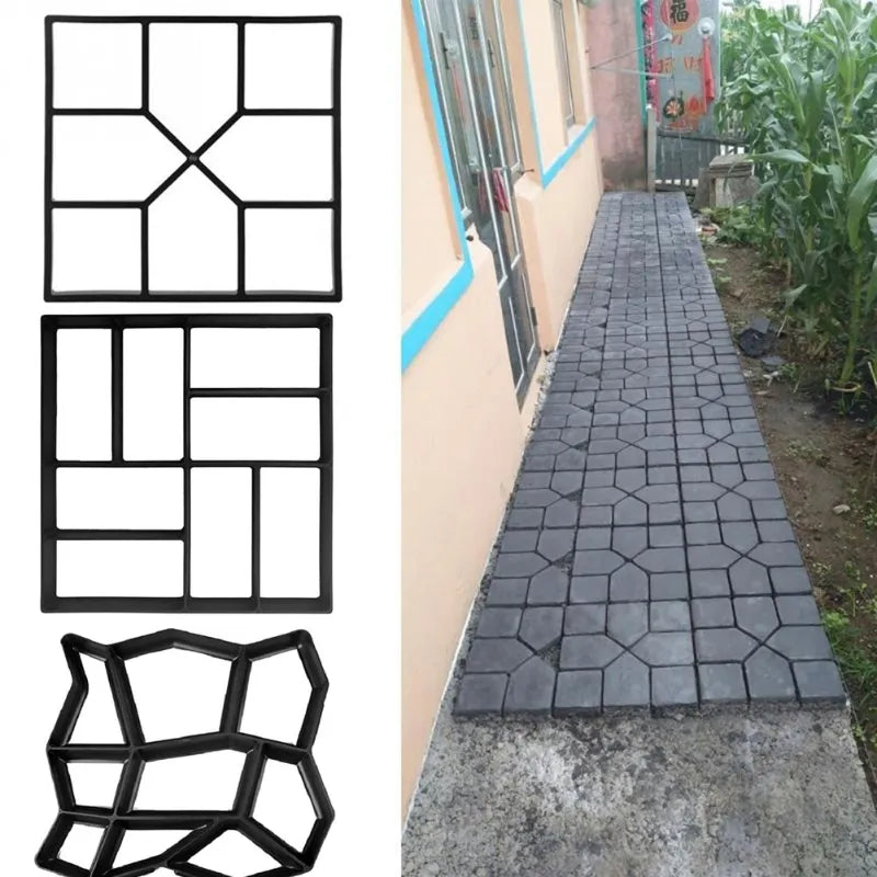 Garden Path Maker Mold Plastic DIY Garden Mold Manually Paving Cement Brick Stone Road Concrete Mould Reusable Manually Paving