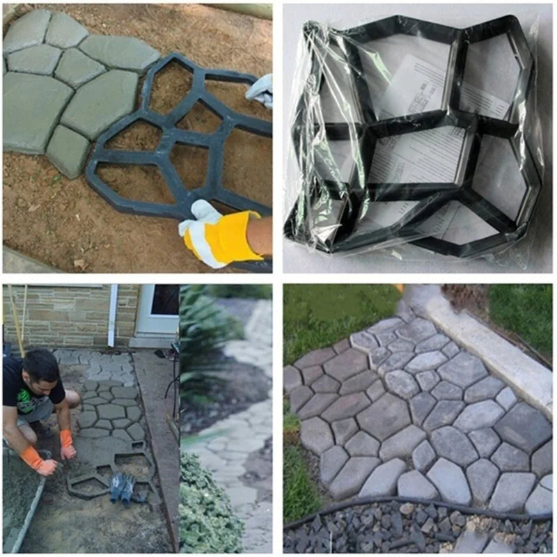 Garden Path Maker Mold Plastic DIY Garden Mold Manually Paving Cement Brick Stone Road Concrete Mould Reusable Manually Paving