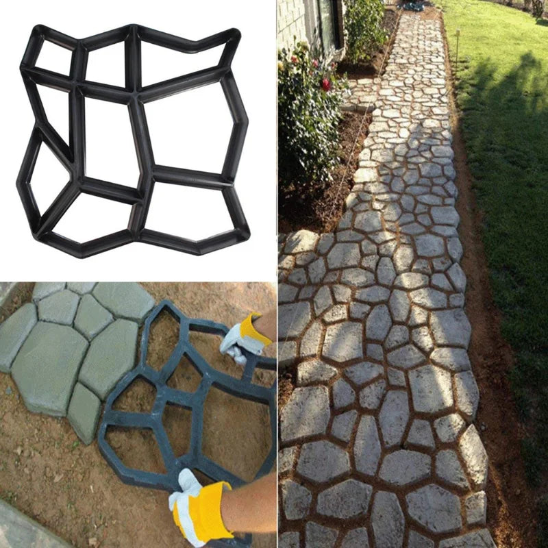 Garden Path Maker Mold Plastic DIY Garden Mold Manually Paving Cement Brick Stone Road Concrete Mould Reusable Manually Paving