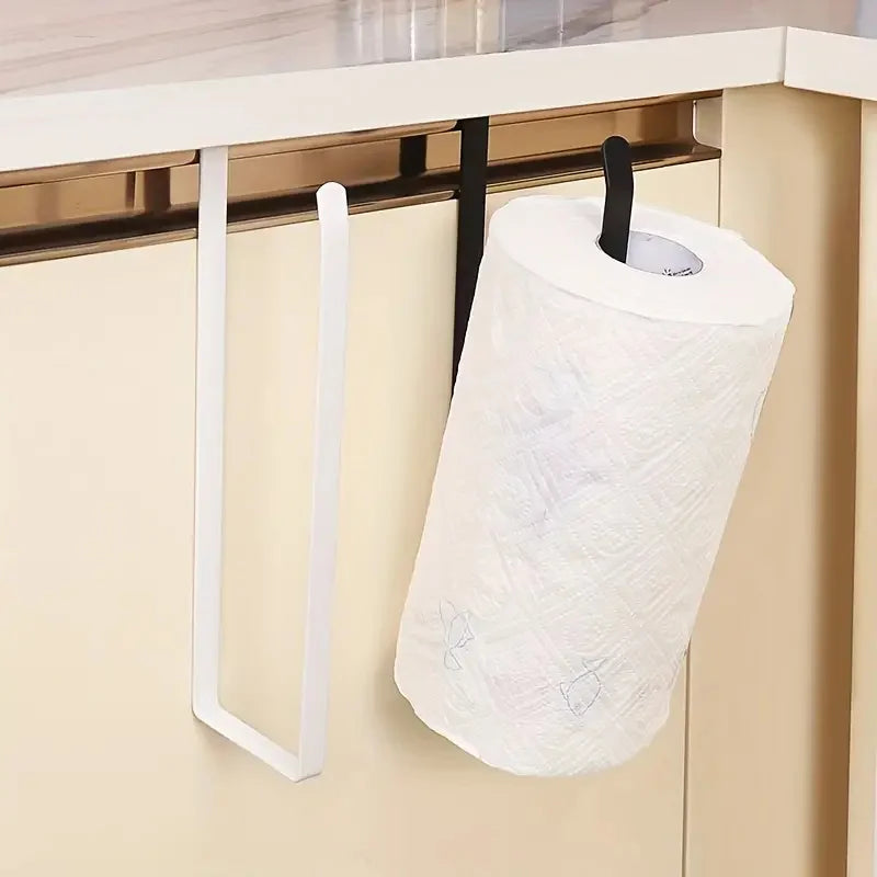 Hanging Paper Towel Holder Cabinet Under Storage Paper Towel Roll Holder No Punching Cling Film Storage Rack Kitchen Supplies