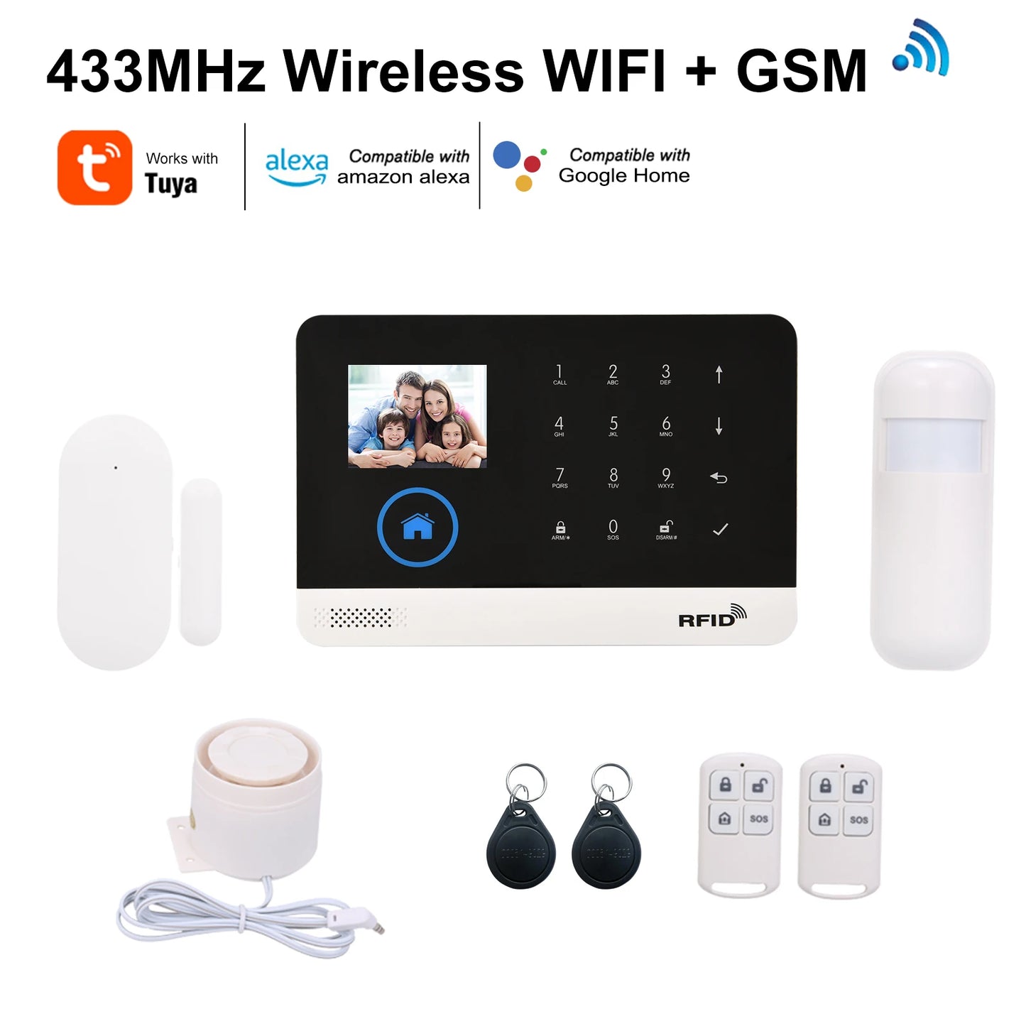 Home Alarm Wireless WIFI 433MHz Home Security Alarm System For Tuya APP With Pet Motion Sensor Smoke Detector Gas Securiti Alarm
