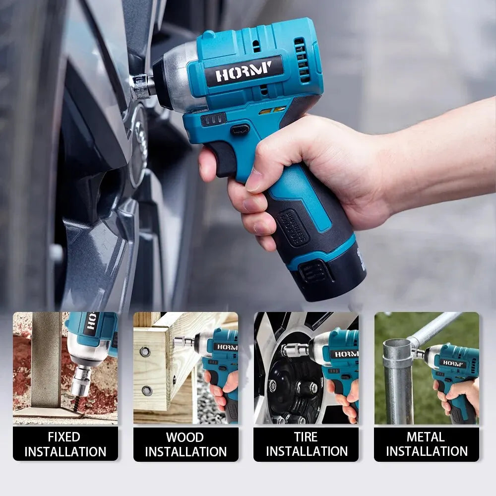 Hormy Brushless 120N.m Electric Impact Wrench 3/8 Inch Mini Cordless Torque Power DIY Tools For Makita 10.8V Lithium-Ion Battery
