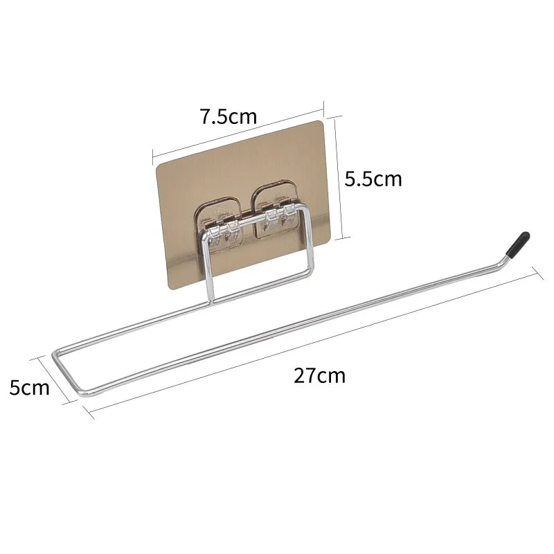 Kitchen Paper Roll Holder Bathroom Toilet Pape Storage Rack Towel Rack Cabinet Rag Hanging Holder Self-adhesive Kitchen Hook