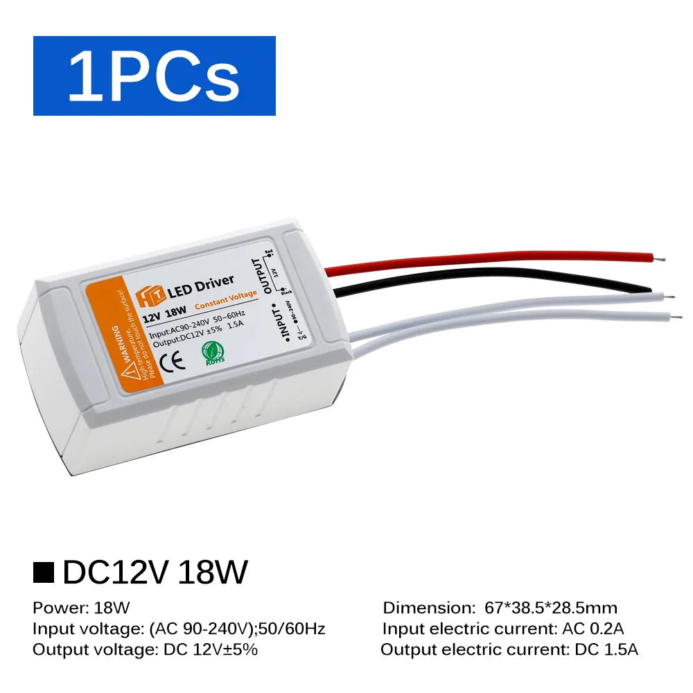 LED Lighting Transformers DC12V 18W 36W 72W 100W LED Driver Power Adapter For LED Strip 12V Power Supply