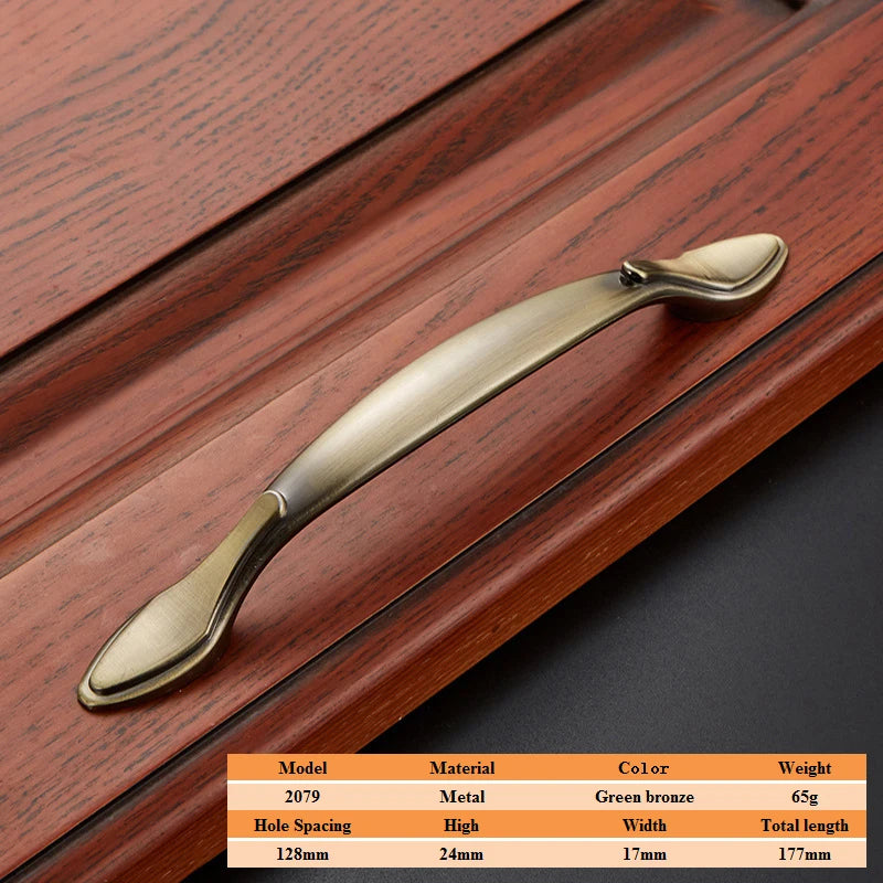 LSTABAN European Antique Door Handle Drawer Zinc Alloy Simple Wardrobe Furniture Accessories Ancient Green Cabinet Handle