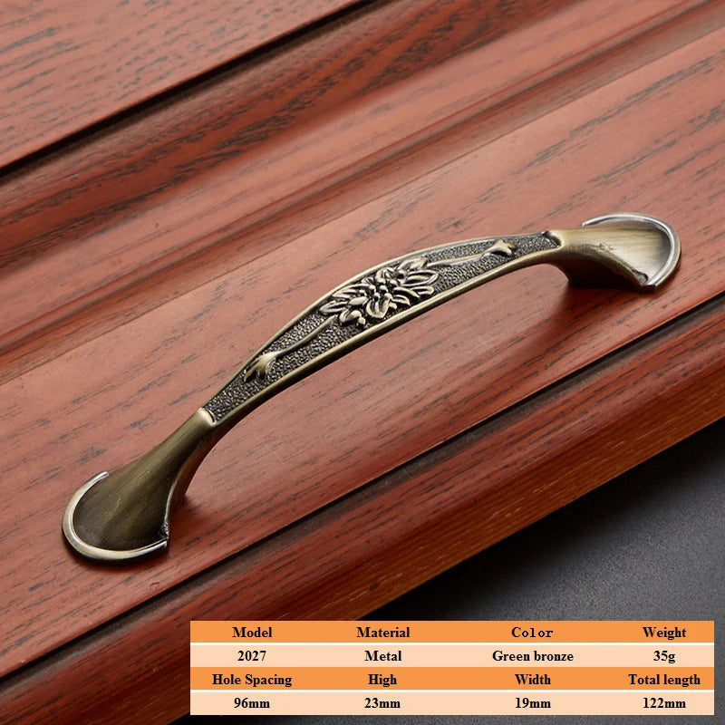 LSTABAN European Antique Door Handle Drawer Zinc Alloy Simple Wardrobe Furniture Accessories Ancient Green Cabinet Handle