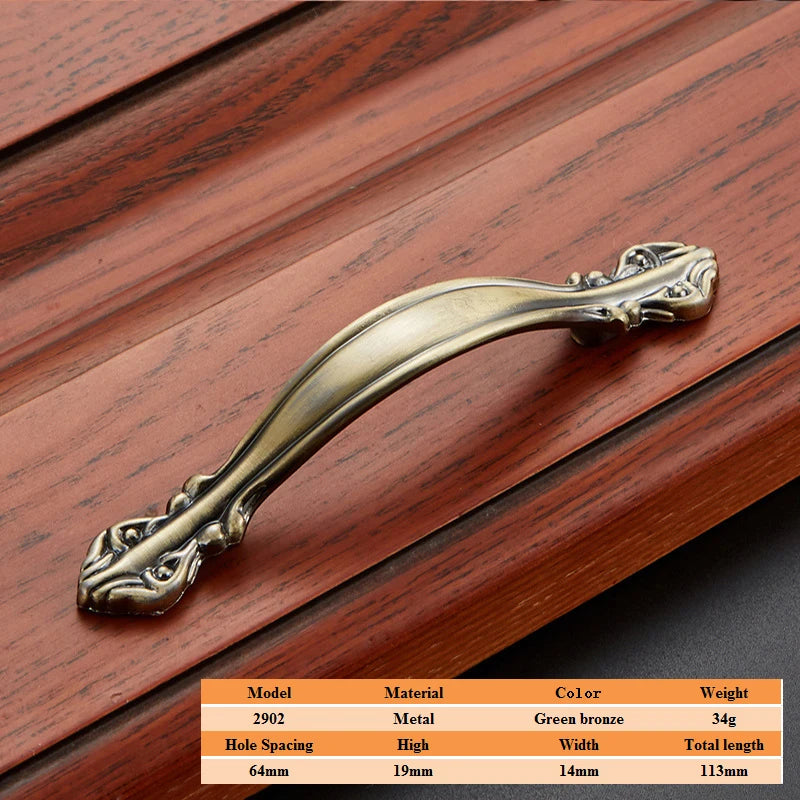 LSTABAN European Antique Door Handle Drawer Zinc Alloy Simple Wardrobe Furniture Accessories Ancient Green Cabinet Handle