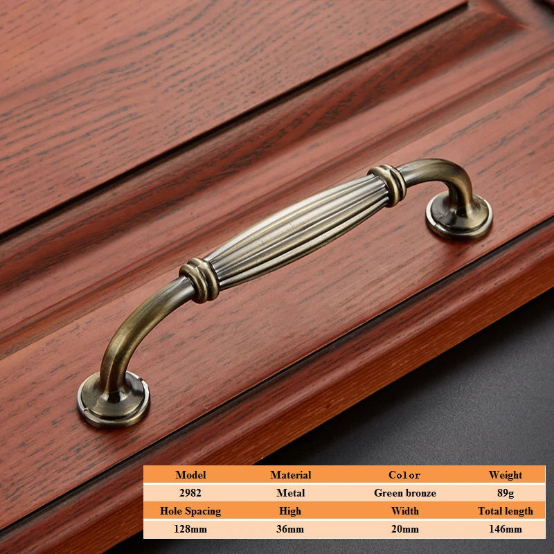 LSTABAN European Antique Door Handle Drawer Zinc Alloy Simple Wardrobe Furniture Accessories Ancient Green Cabinet Handle