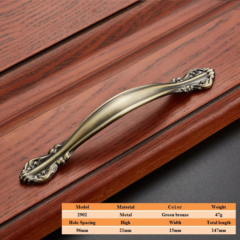 LSTABAN European Antique Door Handle Drawer Zinc Alloy Simple Wardrobe Furniture Accessories Ancient Green Cabinet Handle
