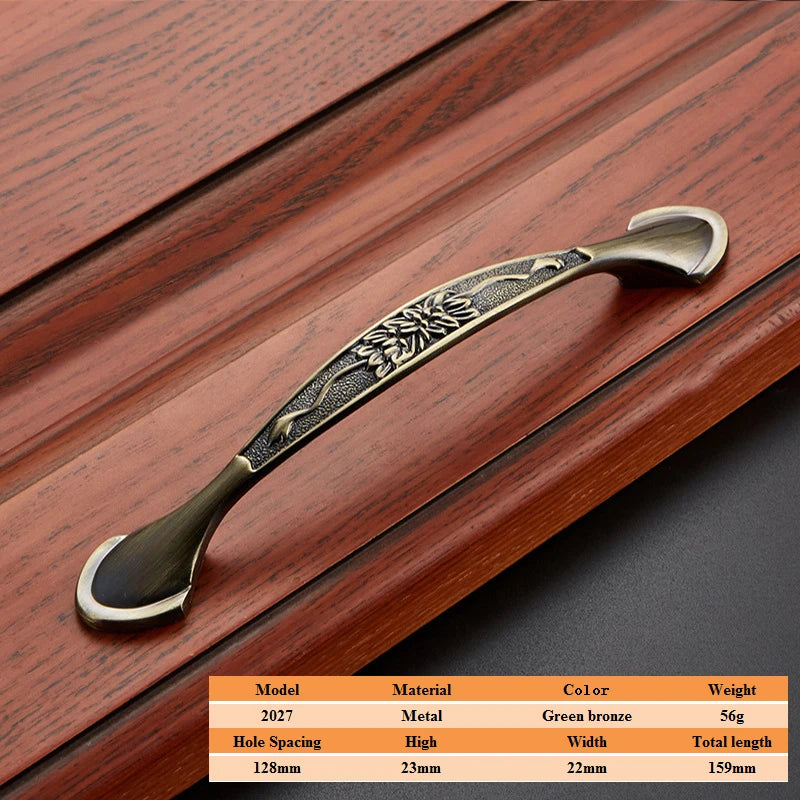 LSTABAN European Antique Door Handle Drawer Zinc Alloy Simple Wardrobe Furniture Accessories Ancient Green Cabinet Handle