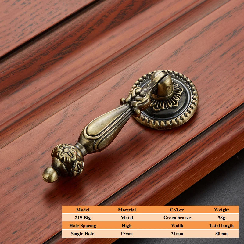 LSTABAN European Antique Door Handle Drawer Zinc Alloy Simple Wardrobe Furniture Accessories Ancient Green Cabinet Handle