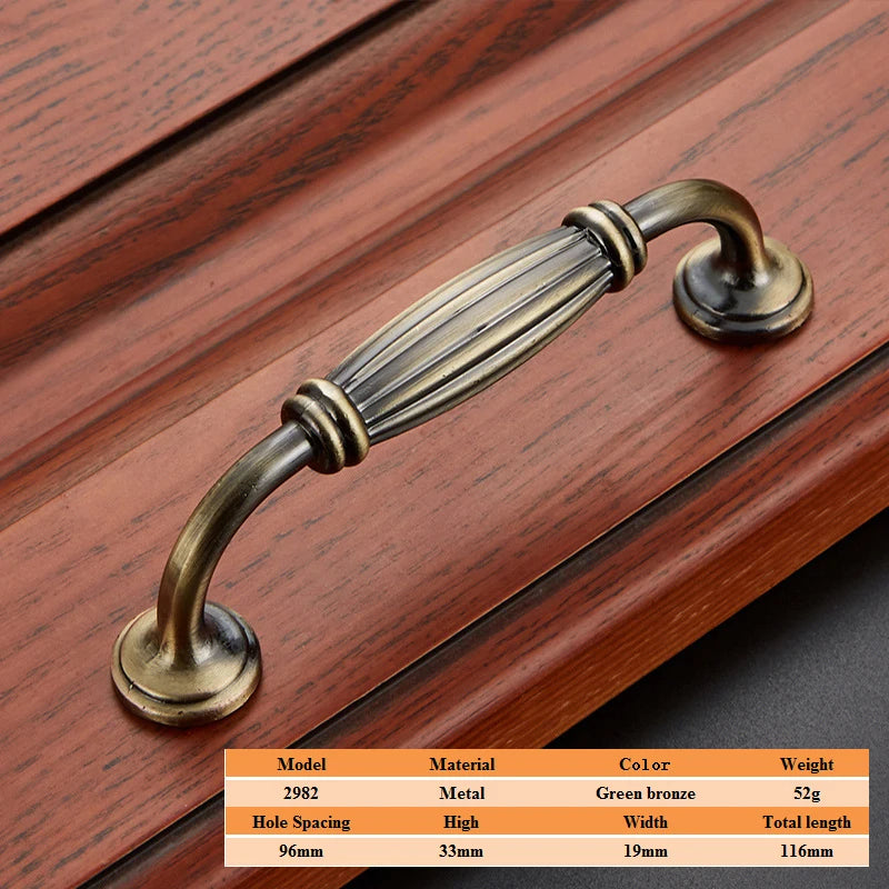 LSTABAN European Antique Door Handle Drawer Zinc Alloy Simple Wardrobe Furniture Accessories Ancient Green Cabinet Handle