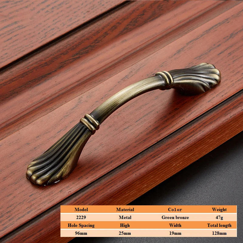 LSTABAN European Antique Door Handle Drawer Zinc Alloy Simple Wardrobe Furniture Accessories Ancient Green Cabinet Handle