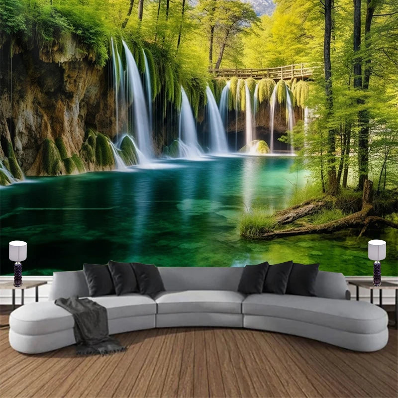 Landscape Waterfall Tapestry Wall Art Floral Wall Hanging Home House Bedroom Decor For 2023 Tapiz Y2k Arazzi