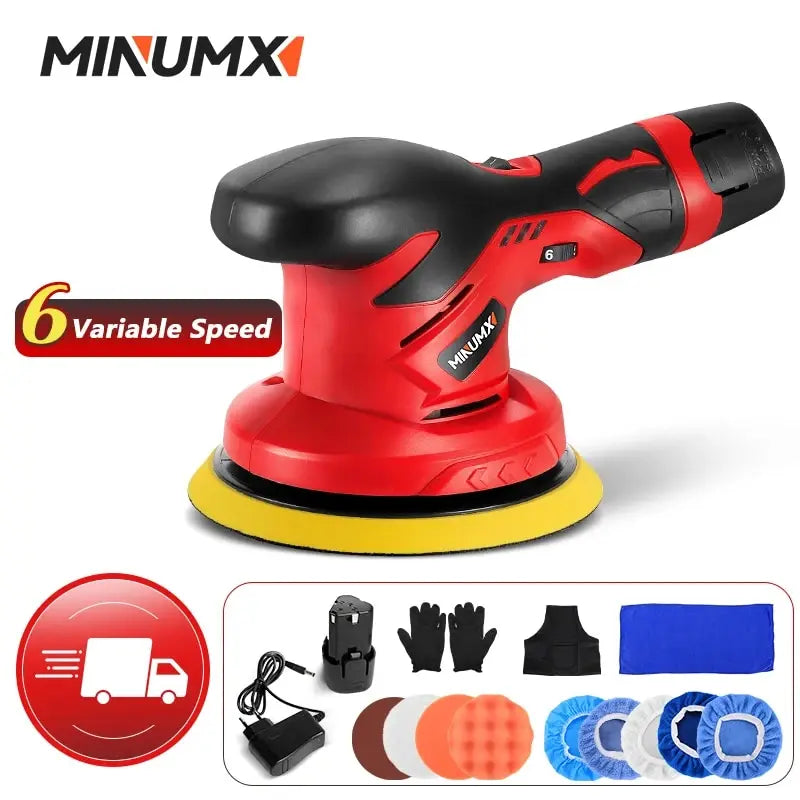 MINUMX Cordless Car Polisher 12V Wireless Car Polishing Machine 6 Gears Electric Polish Machines Adjustment Speeds Power Tools