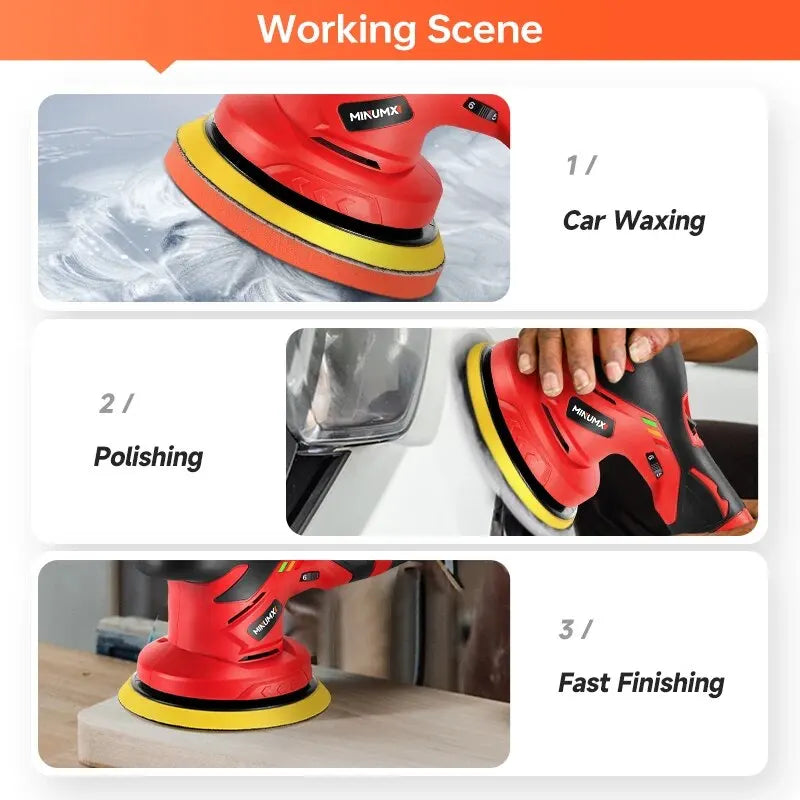 MINUMX Cordless Car Polisher 12V Wireless Car Polishing Machine 6 Gears Electric Polish Machines Adjustment Speeds Power Tools