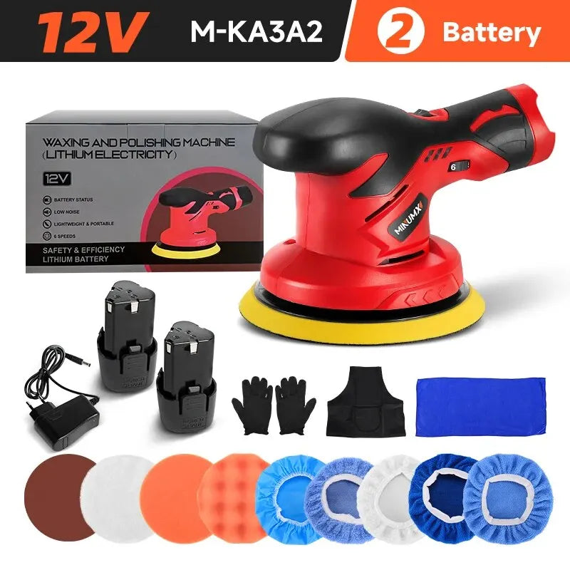 MINUMX Cordless Car Polisher 12V Wireless Car Polishing Machine 6 Gears Electric Polish Machines Adjustment Speeds Power Tools