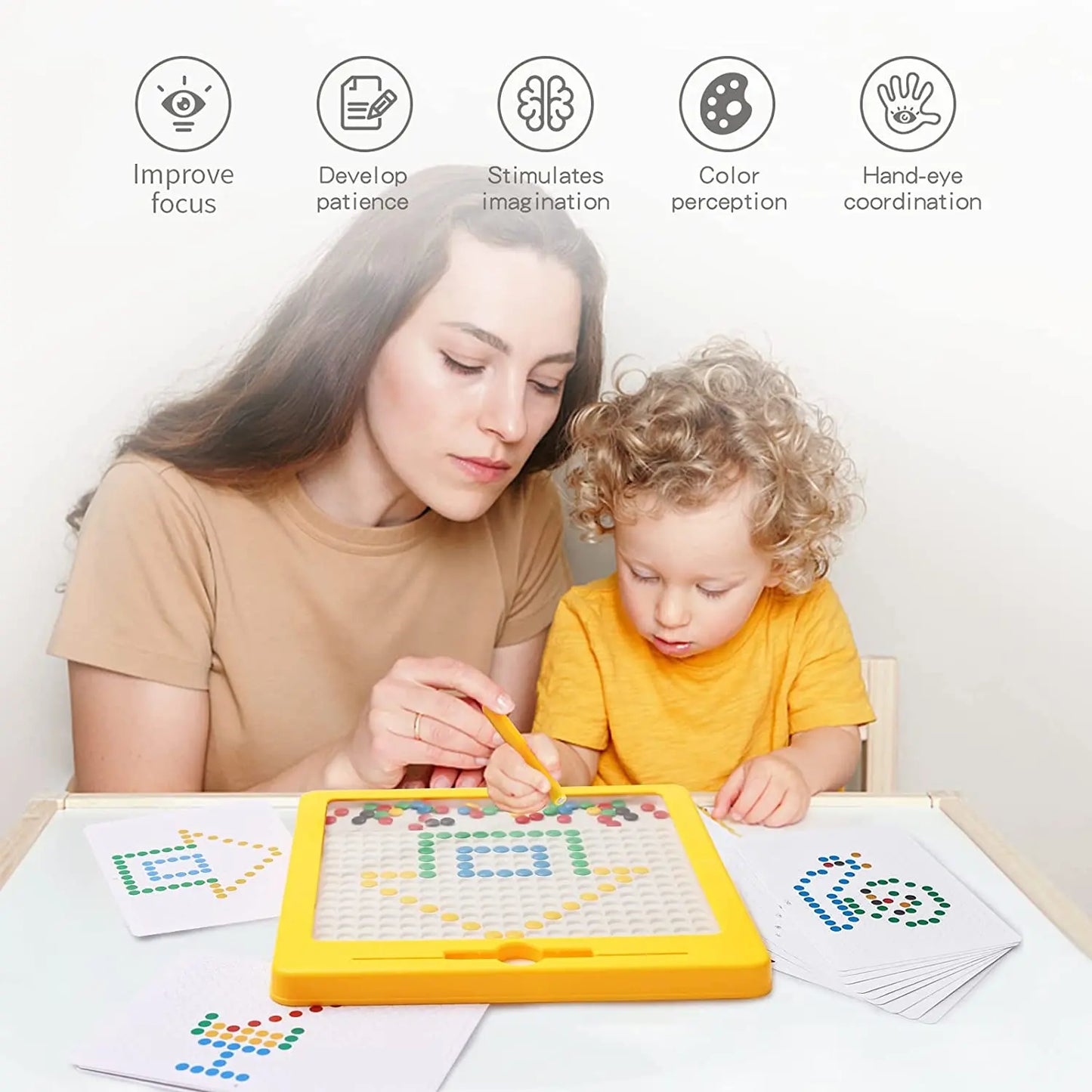 Magnetic Drawing Board for Toddlers Doodle Board with Magnetic Pen and Beads Montessori Educational Preschool Travel Toy