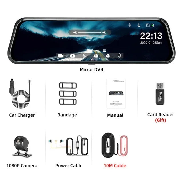 Mirror Camera for Car Touch Screen Video Recorder Rearview mirror Dash Cam Front and Rear Camera Mirror DVR Black Box