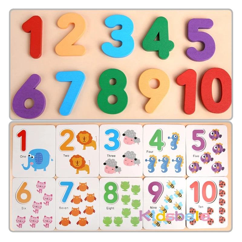 Montessori Math Toys For Children Kids Early Educational Toys Counting Wooden Sticker Kids Number Cognition Birthday Gift