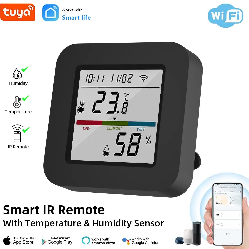 ONENUO Tuya WiFi IR Universal Remote Control Temperature And Humidity Sensor Smart Life App Control Work With Alexa Google Home