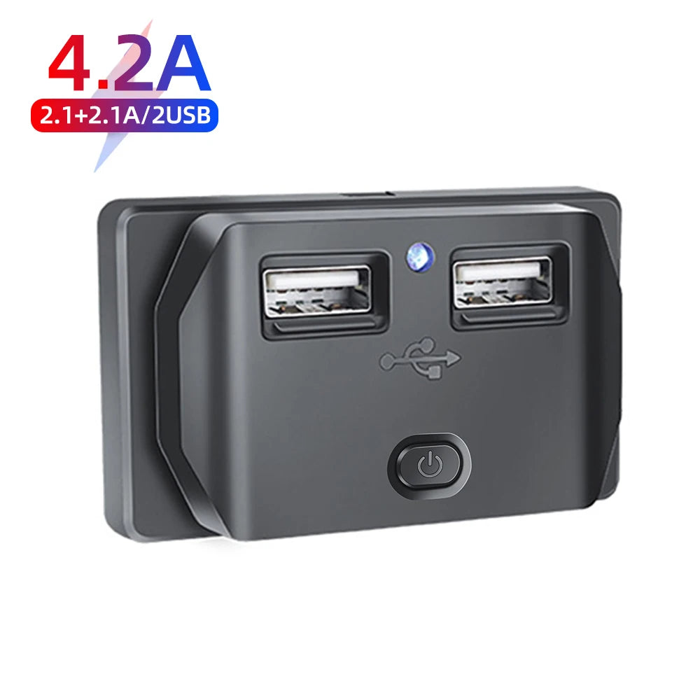 PD Type C QC 3.0 USB Fast Charger Socket with Switch LED Light Power Outlet Quick Charge for 12V 24V Car Motorcycle RV Boat
