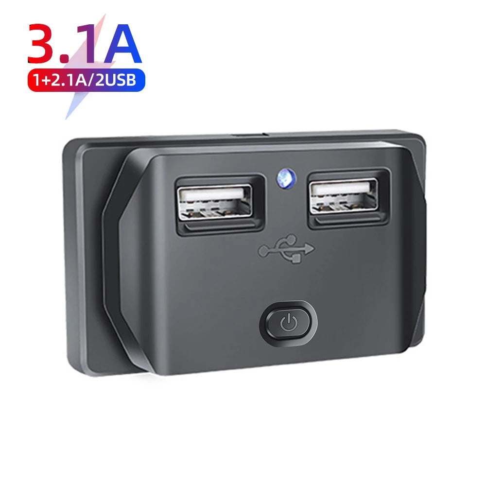 PD Type C QC 3.0 USB Fast Charger Socket with Switch LED Light Power Outlet Quick Charge for 12V 24V Car Motorcycle RV Boat