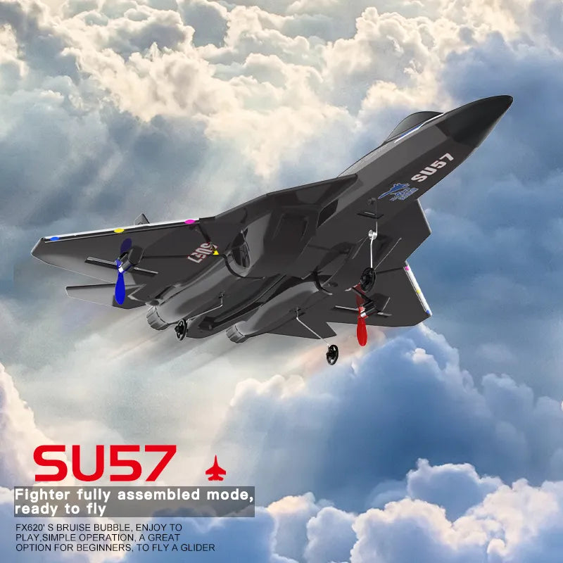 RC Plane SU35 2.4G With LED Lights Aircraft Remote Control Flying Model Glider Airplane SU57 EPP Foam Toys For Children Gifts