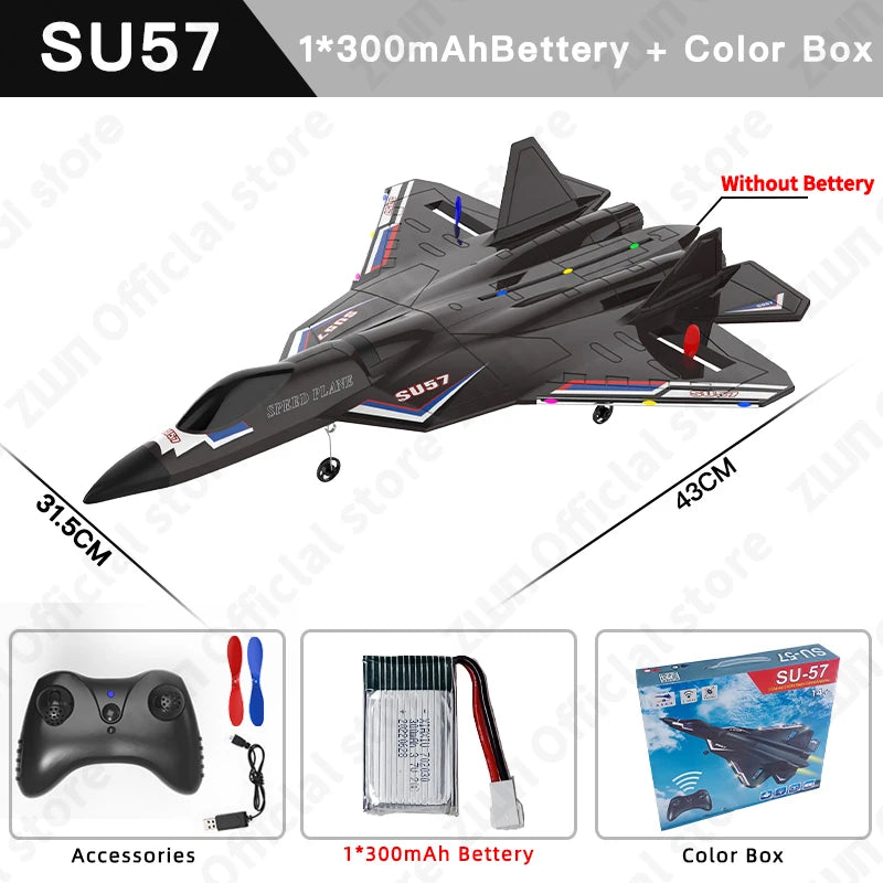RC Plane SU35 2.4G With LED Lights Aircraft Remote Control Flying Model Glider Airplane SU57 EPP Foam Toys For Children Gifts
