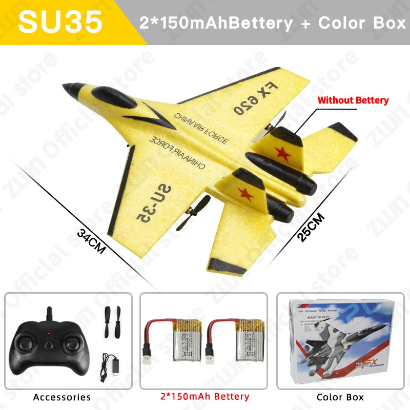 RC Plane SU35 2.4G With LED Lights Aircraft Remote Control Flying Model Glider Airplane SU57 EPP Foam Toys For Children Gifts