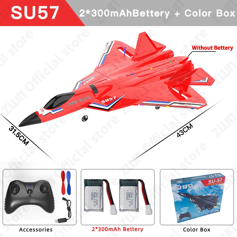 RC Plane SU35 2.4G With LED Lights Aircraft Remote Control Flying Model Glider Airplane SU57 EPP Foam Toys For Children Gifts