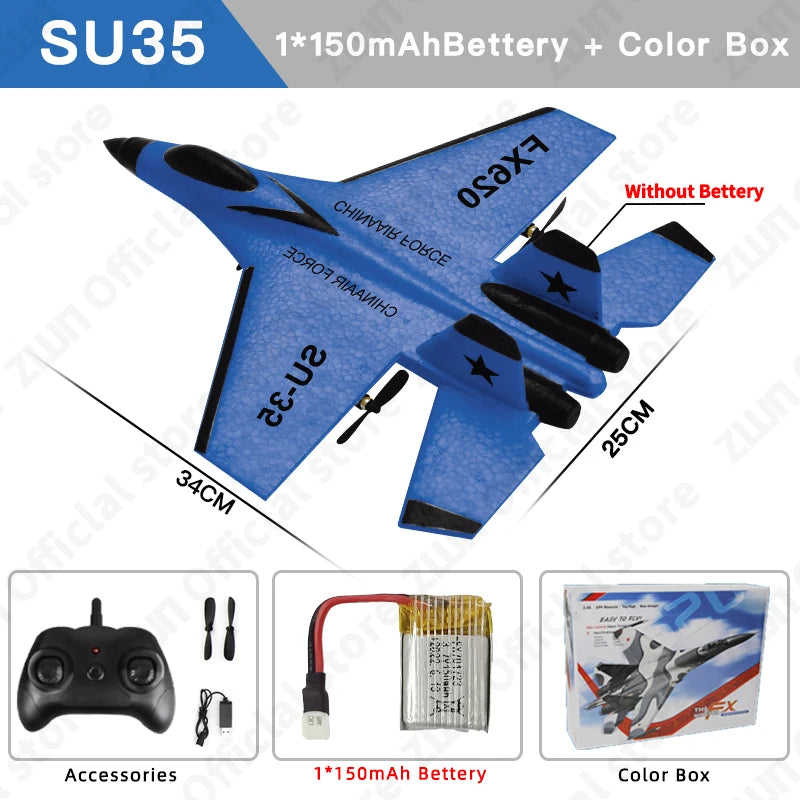 RC Plane SU35 2.4G With LED Lights Aircraft Remote Control Flying Model Glider Airplane SU57 EPP Foam Toys For Children Gifts
