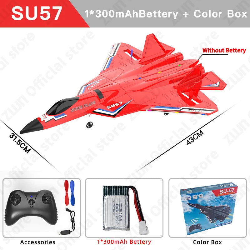 RC Plane SU35 2.4G With LED Lights Aircraft Remote Control Flying Model Glider Airplane SU57 EPP Foam Toys For Children Gifts