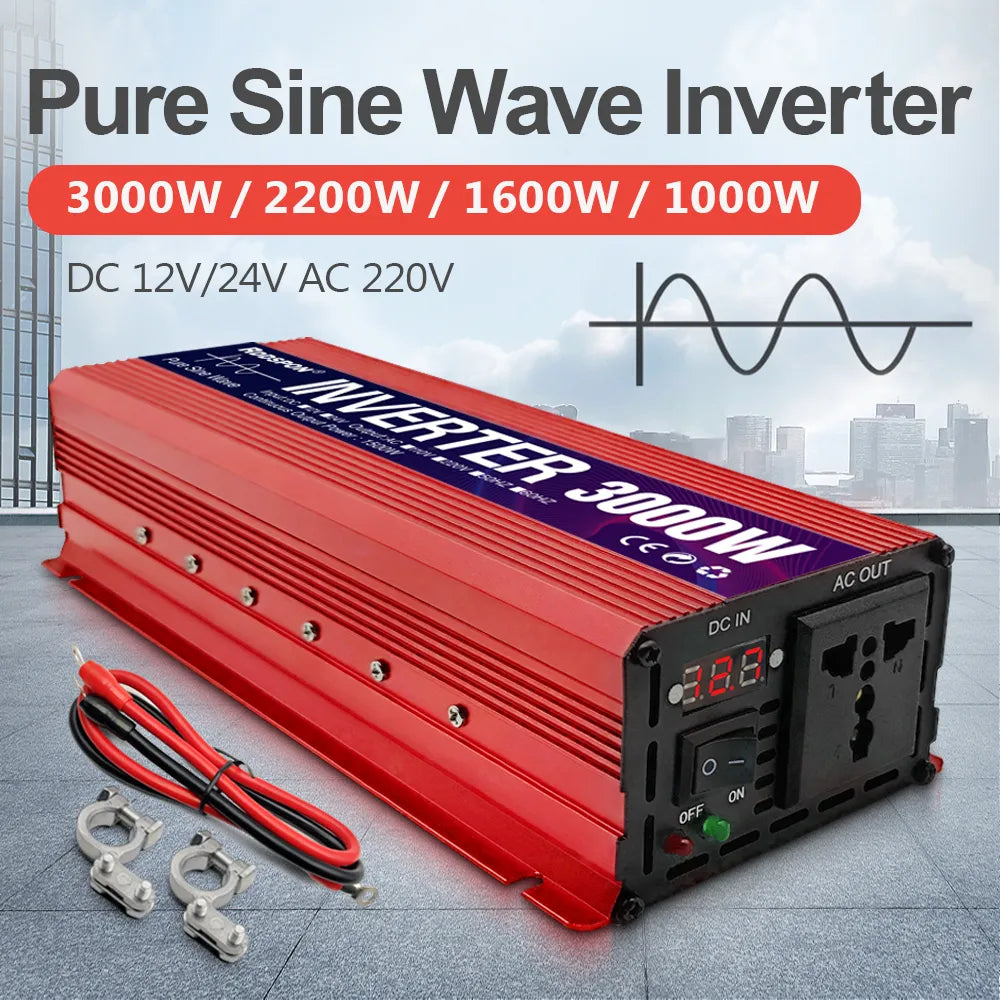 RDDSPON Pure Sine Wave Inverter DC 12V To AC 110V 220V 50Hz 1000W 1600W 2200W 3000W Transformer Power Converter Solar Inverters