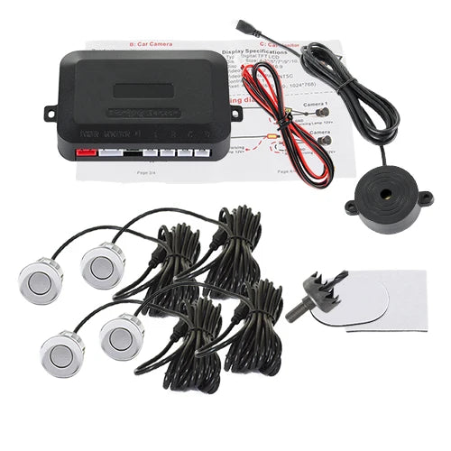 SINOVCLE 4 Sensors Buzzer 22mm Car Parking Sensor Kit Reverse Backup Radar Sound Alert Indicator Probe System 12V Free Shipping