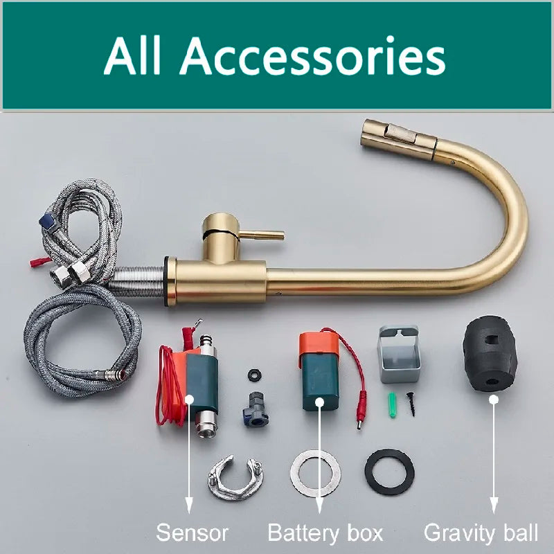 Shinesia Black Sensor Kitchen Faucet Pull Out Spout Smart Touch Inductive Sensitive Faucet 360 Degree Rotation Mixer Tap