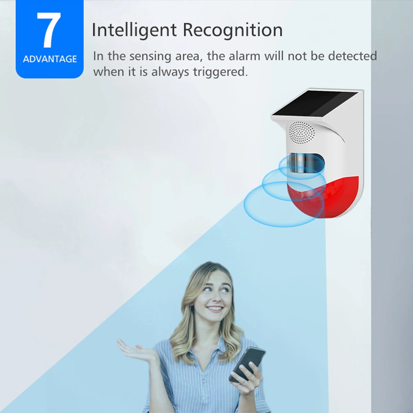 Solar Powered Wireless Independent Infrared Motion Sensor Detector Burglar Alarm Strobe Siren 120dB Alarm Waterproof PIR Sensor