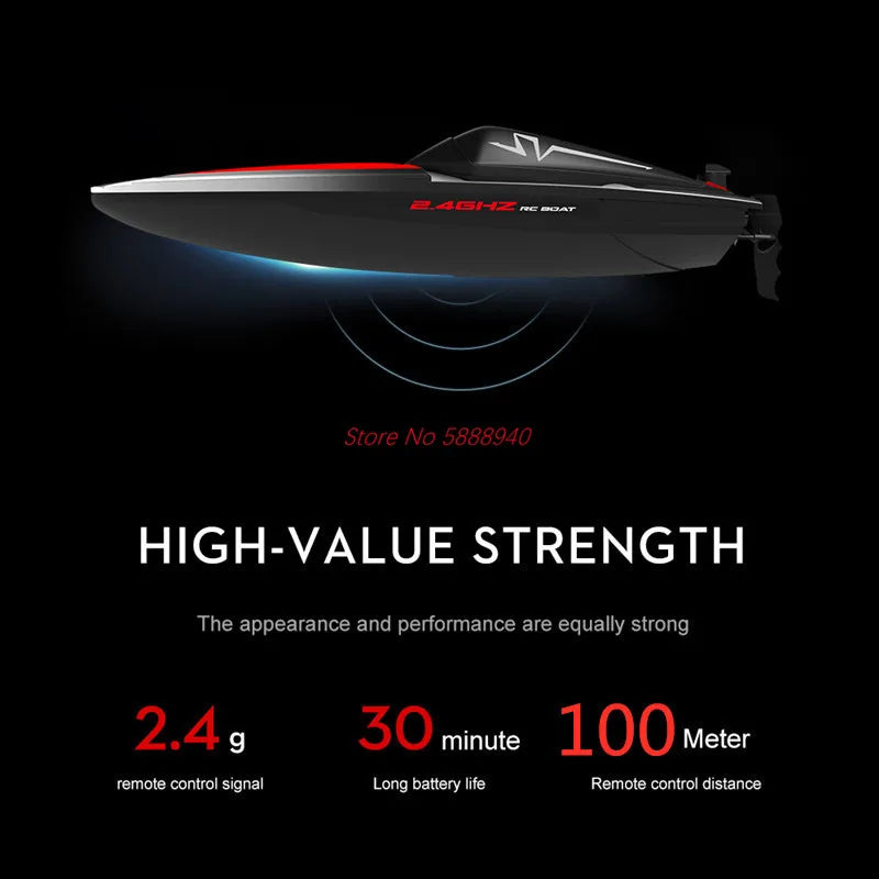 Summer Water 35CM Big Remote Control Ship Boat 2.4G 100M 25KM/H Water Sensor Electric High Speed Racing Rowing RC Boat Kids Toy